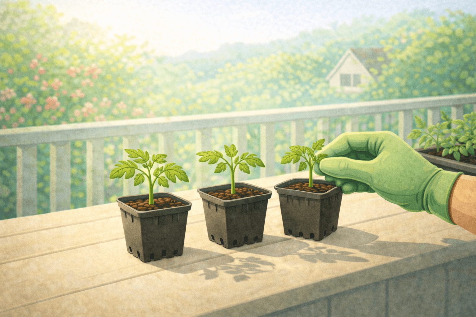 Tomaten Jungpflanzen abhärten auf Balkon oder Terrasse