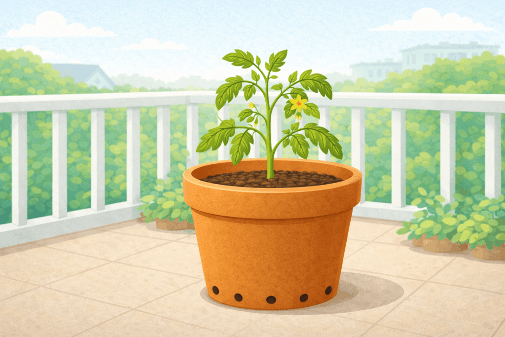 Tomatenpflanze wirkt nach dem Umtopfen kurz schlapp