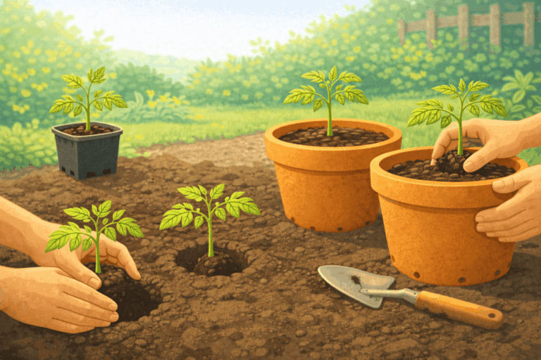 Tomaten pflanzen – Jungpflanzen richtig ins Beet oder in den Topf setzen