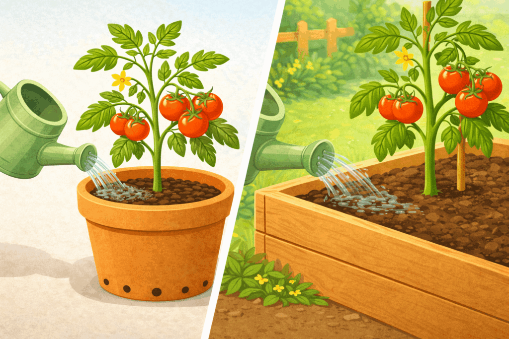 Tomaten richtig gießen direkt an der Erde