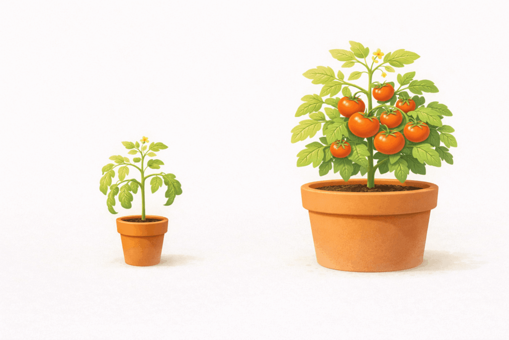 Zu kleiner Topf als häufiger Fehler beim Tomatenanbau auf dem Balkon